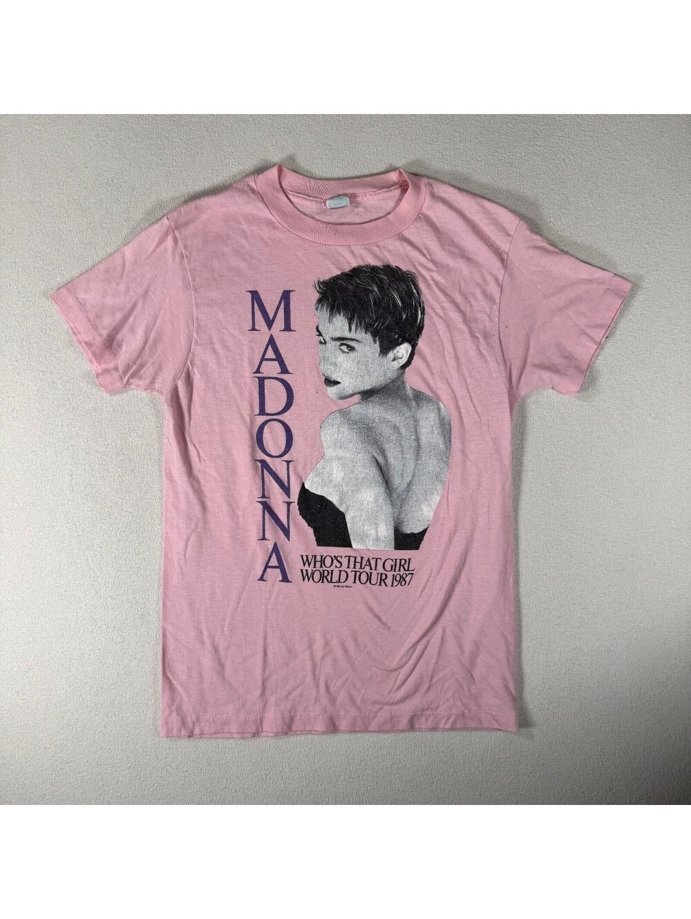 Vintage 1987 Madonna Who's That Girl World Tour Pink T-Shirt Large Thin and soft